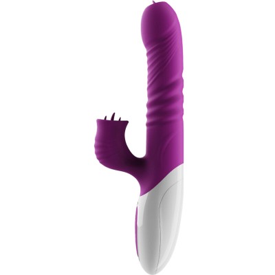 ARMONY - VIBRADOR DE LÃNGUA DUPLA E EFEITO DE CALOR VIOLETA DE EMPURRO - D-238184 - Dona Pimenta