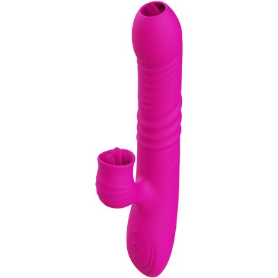 ARMONY - FANNY MULTIFUNÇÃO VIBRADOR DE LÃNGUA DUPLA FÃCSIA EFEITO CALOR - D-238185 - Dona Pimenta