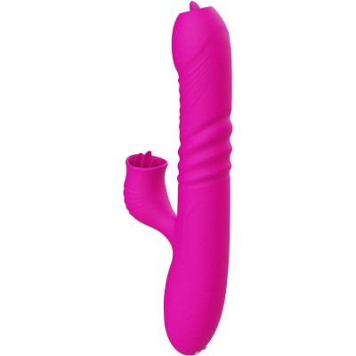 ARMONY - FANNY MULTIFUNÇÃO VIBRADOR DE LÃNGUA DUPLA FÃCSIA EFEITO CALOR - D-238185 - Dona Pimenta