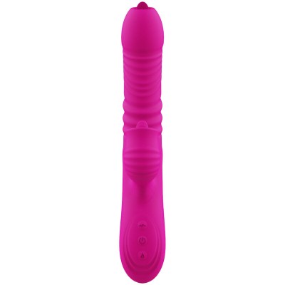 ARMONY - FANNY MULTIFUNÇÃO VIBRADOR DE LÃNGUA DUPLA FÃCSIA EFEITO CALOR - D-238185 - Dona Pimenta