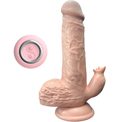 ARMONY - VIBRADOR REALÍSTICO E DILDO DE IMPULSO COM ESTIMULADOR DE LÍNGUA 19 CM - D-238247 - Dona Pimenta