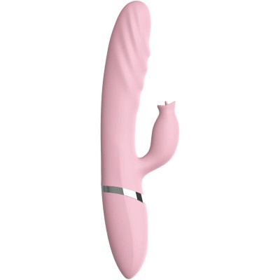 ARMONY - VIBRADOR E THRUSTING COM LÃNGUA DE EFEITO DE CALOR ROSA - D-238180 - Dona Pimenta