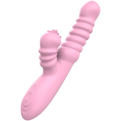 ARMONY - VIBRADOR MULTIFUNÇÃO COM EFEITO DE CALOR ESTIMULANTE DE LÃNGUA ROSA - D-238181 - Dona Pimenta