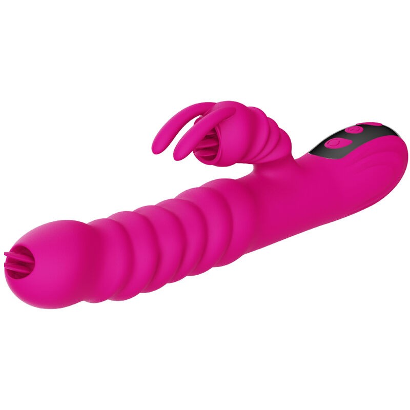 ARMONY - VIBRADOR MULTIFUNCIONAL DE LÃNGUA DUPLA DE COELHO FÃCSIA EFEITO DE CALOR - D-238187 - Dona Pimenta