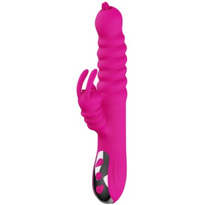 ARMONY - VIBRADOR MULTIFUNCIONAL DE LÃNGUA DUPLA DE COELHO FÃCSIA EFEITO DE CALOR - D-238187 - Dona Pimenta