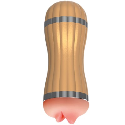 ARMONY - BEVIS MASTURBADOR DUPLO VAGINA E BOCA DOURADO - D-238251 - Dona Pimenta