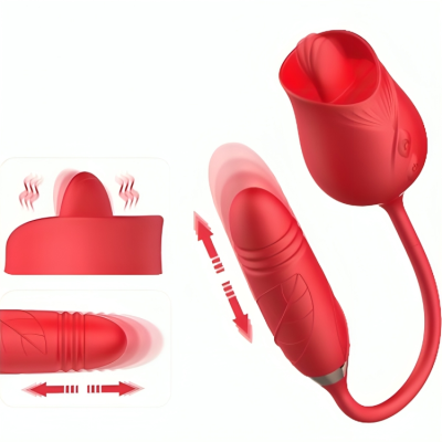 ARMONY - VIBRADOR DE FLOR DELIGHT E IMPULSO COM LÃNGUA VERMELHA - D-238210 - Dona Pimenta