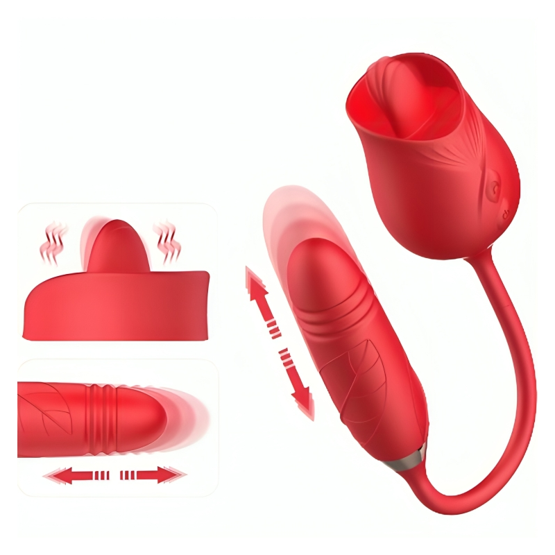 ARMONY - VIBRADOR DE FLOR DELIGHT E IMPULSO COM LÃNGUA VERMELHA - D-238210 - Dona Pimenta