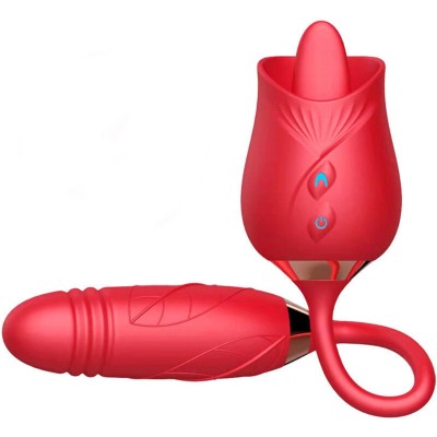 ARMONY - VIBRADOR DE FLOR DELIGHT E IMPULSO COM LÃNGUA VERMELHA - D-238210 - Dona Pimenta