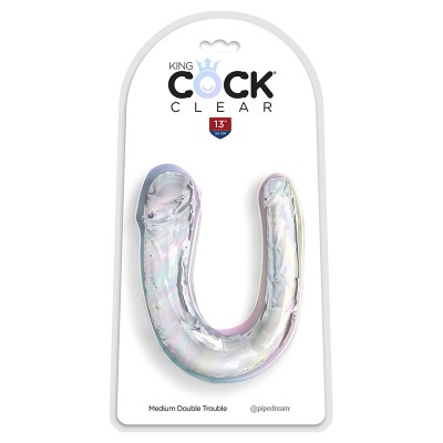 KING COCK - DOUBLE TROUBLE DILDO DUPLO 33 CM TRANSPARENTE - D-241518 - Dona Pimenta