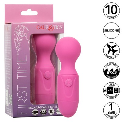 CALEXOTICS - FIRST TIME MASSAGEADOR RECARREGÃVEL 10 VIBRAÇÕES ROSA - D-241411 - Dona Pimenta