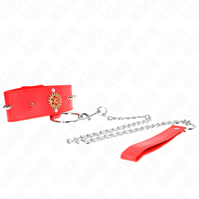 KINK - COLAR DE DIAMANTE VERMELHO COM CINTO 65 CM AJDUSTÃVEL 35-51 CM X 7 CM - D-240773 - Dona Pimenta