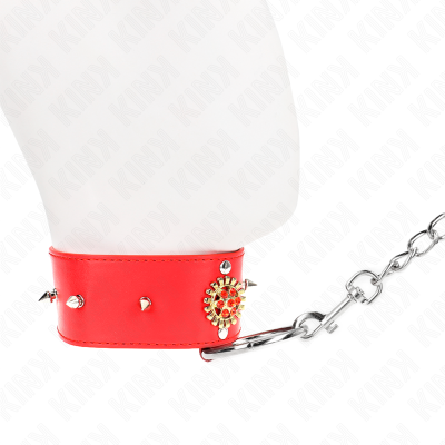 KINK - COLAR DE DIAMANTE VERMELHO COM CINTO 65 CM AJDUSTÃVEL 35-51 CM X 7 CM - D-240773 - Dona Pimenta