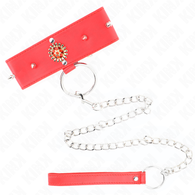 KINK - COLAR DE DIAMANTE VERMELHO COM CINTO 65 CM AJDUSTÃVEL 35-51 CM X 7 CM - D-240773 - Dona Pimenta