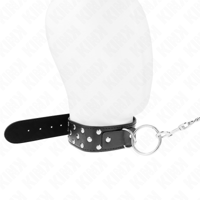 KINK - COLAR DE ALÇA DE REBITE DE ANEL COM CINTO 65 CM PRETO AJUSTÁVEL 36-50 CM X 3,8 CM - D-240794 - Dona Pimenta