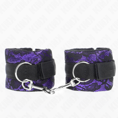 KINK - PUNHOS DE RENDA DE VELUDO CURTO E BIND DE NYLON ROXO / PRETO 23 X 6,5 CM - D-241006 - Dona Pimenta