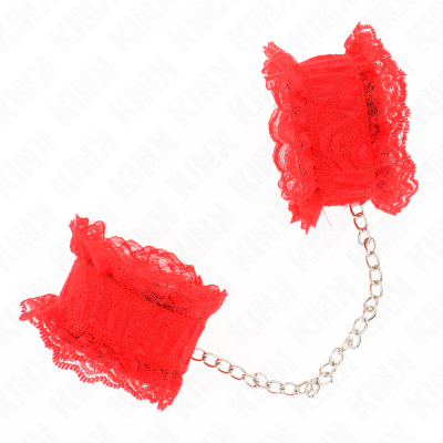 KINK - PUNHOS ELÃSTICOS DE RENDA VERMELHO - D-241094 - Dona Pimenta