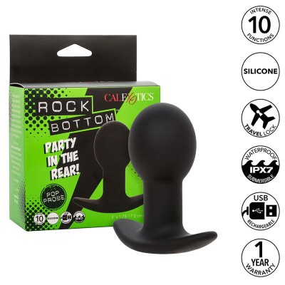 CALEXOTICS - ROCK BOTTOM PLUG ANAL 10 VIBRAÇÕES SILICONE PRETO - D-241431 - Dona Pimenta