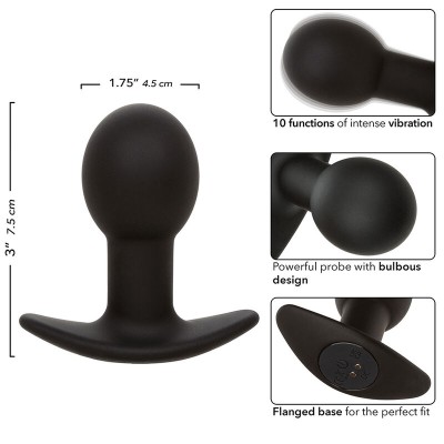 CALEXOTICS - ROCK BOTTOM PLUG ANAL 10 VIBRAÇÕES SILICONE PRETO - D-241431 - Dona Pimenta