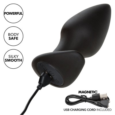 CALEXOTICS - ROCK BOTTOM PLUG ANAL PERFEITO 10 VIBRAÇÕES SILICONE PRETO - D-241432 - Dona Pimenta