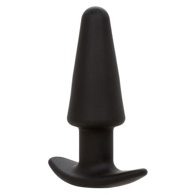 CALEXOTICS - ROCK BOTTOM PLUG ANAL CÃNICO 10 VIBRAÇÕES SILICONE PRETO - D-241434 - Dona Pimenta