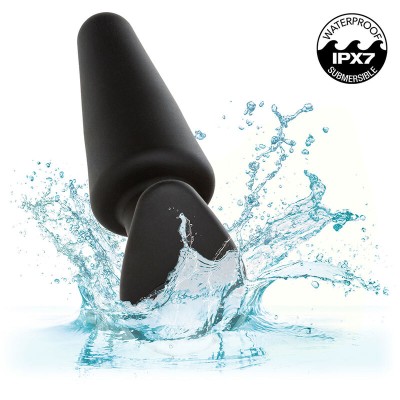 CALEXOTICS - ROCK BOTTOM PLUG ANAL CÃNICO 10 VIBRAÇÕES SILICONE PRETO - D-241434 - Dona Pimenta