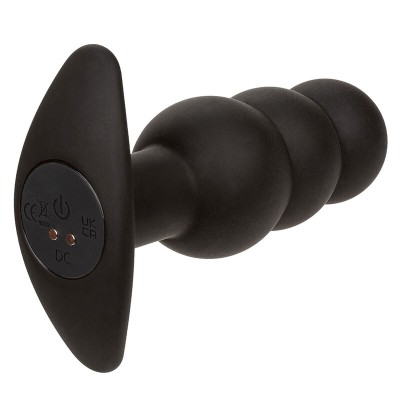 CALEXOTICS - ROCK BOTTOM PLUG ANAL COM ESFERAS 10 VIBRAÇÕES SILICONE PRETO - D-241435 - Dona Pimenta