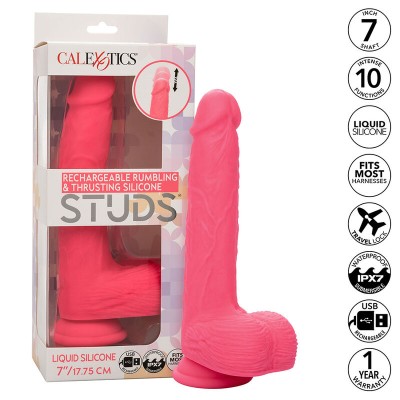 CALEXOTICS - STUDS VIBRADOR REALISTA 10 VIBRAÇÕES ROSA - D-241438 - Dona Pimenta