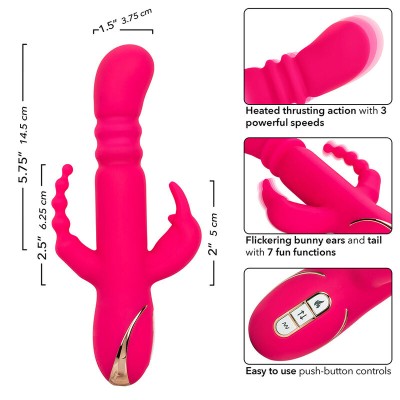 CALEXOTICS - JACK FANTASY VIBRADOR TRIPLO AQUECIDO COELHO ROSA - D-241447 - Dona Pimenta