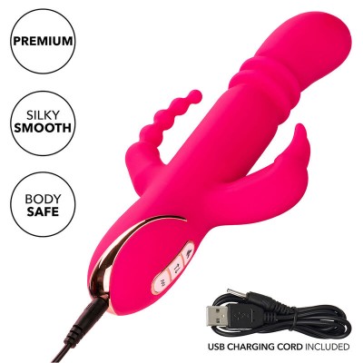 CALEXOTICS - JACK FANTASY VIBRADOR TRIPLO AQUECIDO COELHO ROSA - D-241447 - Dona Pimenta