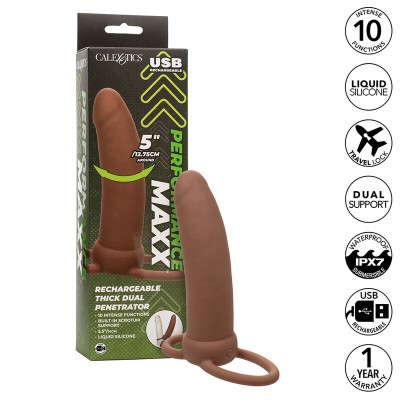 CALEXOTICS - MAXX THICK DUAL PENETRATOR 10 VIBRAÇÕES MARROM - D-241454 - Dona Pimenta