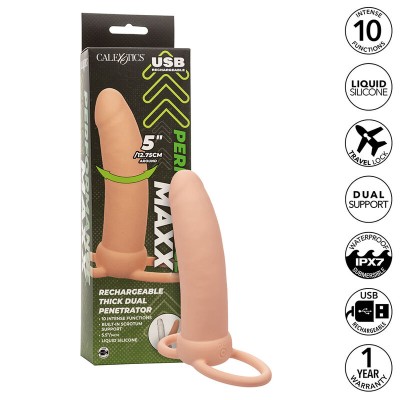 CALEXOTICS - MAXX THICK DUAL PENETRATOR 10 VIBRAÇÕES CARNE - D-241455 - Dona Pimenta