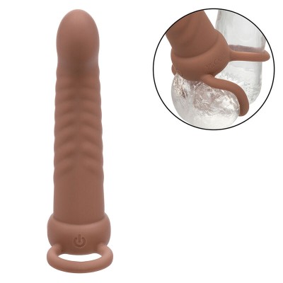 CALEXOTICS - MAXX RIBBED DUAL PENETRATOR 10 VIBRAÇÕES MARROM - D-241456 - Dona Pimenta