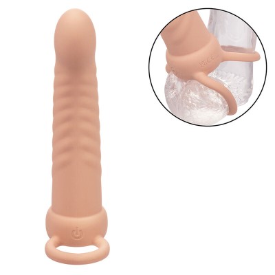 CALEXOTICS - MAXX RIBBED DUAL PENETRATOR 10 VIBRAÇÕES CARNE - D-241457 - Dona Pimenta