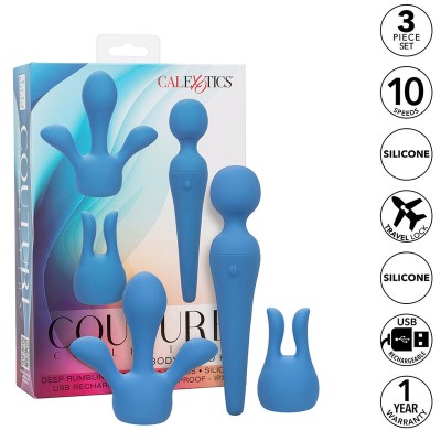 CALEXOTICS - COUTURE KIT VIBRADOR WAND 10 VIBRAÇÕES AZUL - D-241443 - Dona Pimenta