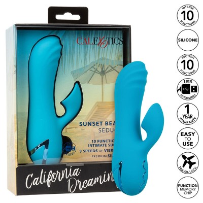 CALEXOTICS - SUNSET BEACH SEDUCER VIBRADOR E ESTIMULADOR 10 FUNÇÕES AZUL - D-241448 - Dona Pimenta