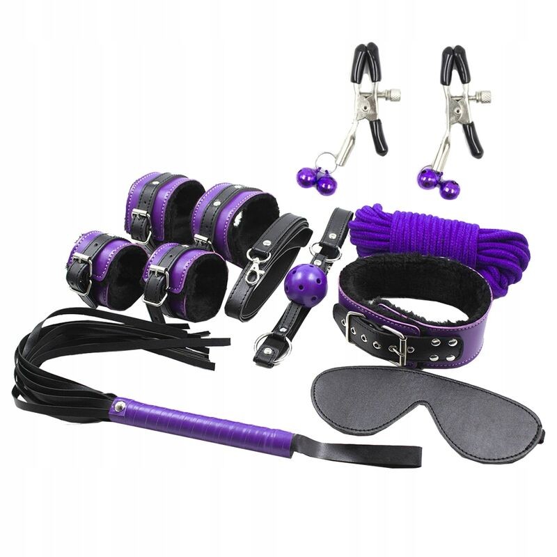 SECRETPLAY BDSM SET 8PCS LILAS / NEGRO - D-218575 - Dona Pimenta