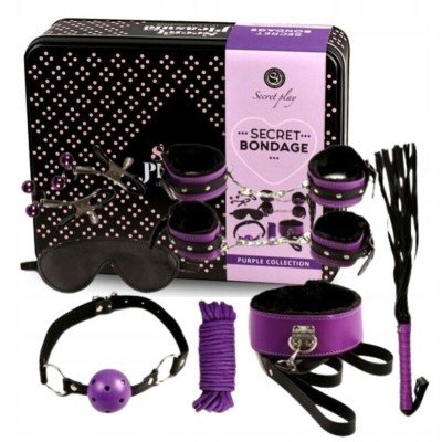 SECRETPLAY BDSM SET 8PCS LILAS / NEGRO - D-218575 - Dona Pimenta