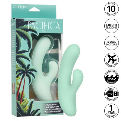 CALEXOTICS - PACIFICA FIJI VIBRADOR E ESTIMULADOR PONTO G 10 VIBRAÃÃES AQUA - D-241419 - Dona Pimenta