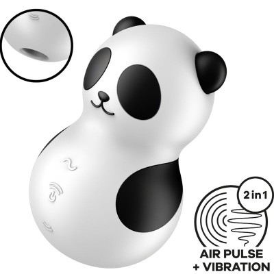 SATISFYER - POCKET PANDA ESTIMULADOR E VIBRADOR PRETO E BRANCO - D-241214 - Dona Pimenta