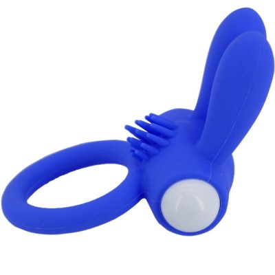 ARMONY - MR BUNNY ANEL VIBRADOR SILICONE AZUL - D-241163 - Dona Pimenta