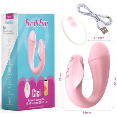 ARMONY - FRESHFUN CICI STAP-ON VIBRADOR CONTROLE REMOTO E APLICATIVO 10 VIBRAÃÃES ROSA - D-241132 - Dona Pimenta