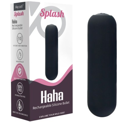 ARMONY - SPLASH HAHA VIBRADOR BALA SILICONE 10 VIBRAÃÃES 75 X 19 CM PRETO - D-241138 - Dona Pimenta