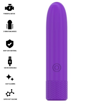 INTENSE - SYMONE  USB RECARREGÃVEL VIBRATÃRIA BULLET 8 VIBRAÃÃES ROXO 10 X 2,2 CM - D-241916 - Dona Pimenta