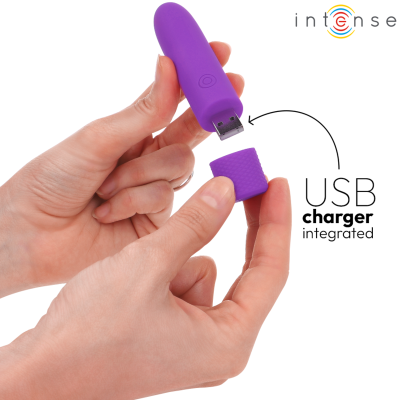 INTENSE - SYMONE  USB RECARREGÃVEL VIBRATÃRIA BULLET 8 VIBRAÃÃES ROXO 10 X 2,2 CM - D-241916 - Dona Pimenta