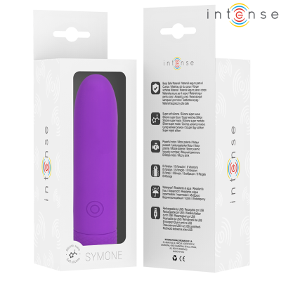 INTENSE - SYMONE  USB RECARREGÃVEL VIBRATÃRIA BULLET 8 VIBRAÃÃES ROXO 10 X 2,2 CM - D-241916 - Dona Pimenta