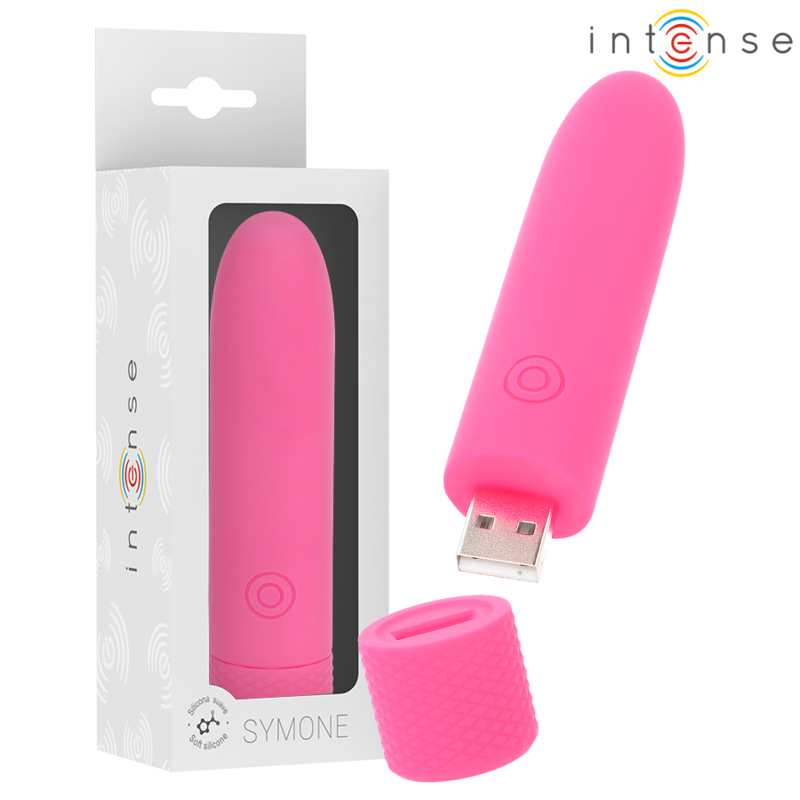 INTENSE - SYMONE  USB RECARREGÃVEL VIBRATÃRIA BULLET 8 VIBRAÇÕES ROSA 10 X 2,2 CM - D-241917 - Dona Pimenta