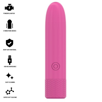 INTENSE - SYMONE  USB RECARREGÃVEL VIBRATÃRIA BULLET 8 VIBRAÇÕES ROSA 10 X 2,2 CM - D-241917 - Dona Pimenta