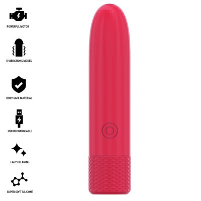 INTENSE - SYMONE USB RECARREGÃVEL VIBRATÃRIA BULLET 8 VIBRAÃÃES VERMELHO 10 X 2,2 CM - D-241918 - Dona Pimenta