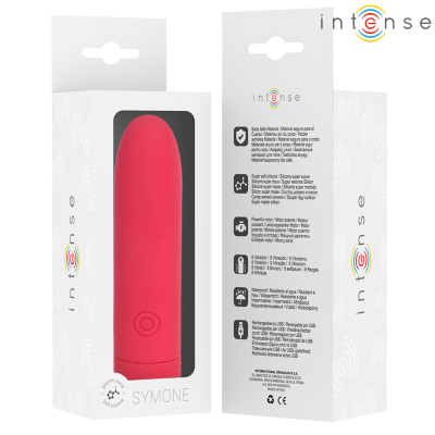 INTENSE - SYMONE USB RECARREGÃVEL VIBRATÃRIA BULLET 8 VIBRAÃÃES VERMELHO 10 X 2,2 CM - D-241918 - Dona Pimenta